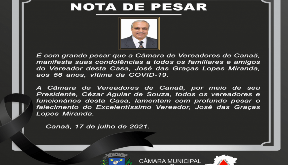 NOTA DE PESAR ZÉ DAS GRAÇAS